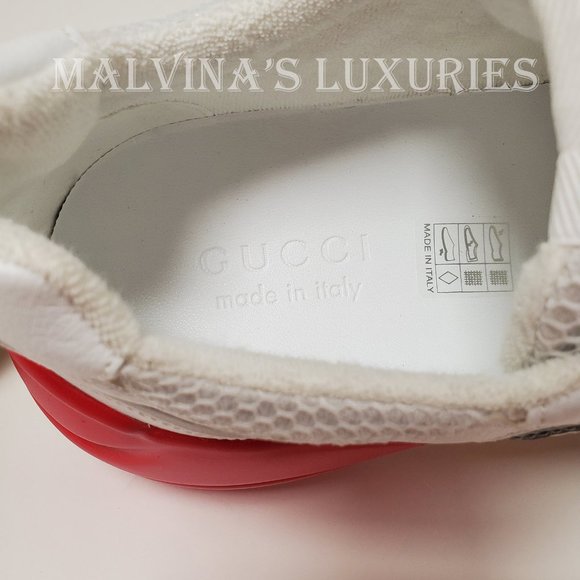 GUCCI SNEAKERS RHYTON WHITE LEATHER FABRIC with WEB CHUNKY SHOES sz 9 9.5 - Picture 11 of 15